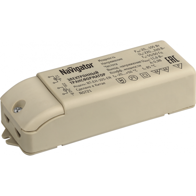 Трансформатор электронный NAVIGATOR 105w 12v с защитой 94433 NT-EH Трансформатор электронный NAVIGATOR 105w 12v с защитой 94433 NT-EH