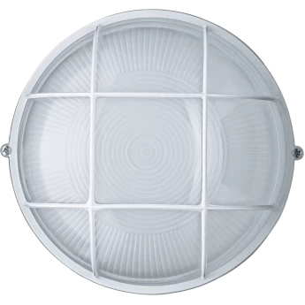 Влагозащищенный светильник NAVIGATOR 94 807 NBL-R2-100-E27/WH НПБ 1102 белый круг с решеткой 100Вт IP54