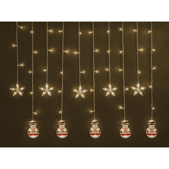 Гирлянда новогодняя светодиодная NAVIGATOR NGF-D037-01 бахрома звезды и снеговики WW 3*0.6м IP20 Гирлянда новогодняя светодиодная NAVIGATOR NGF-D037-01 бахрома звезды и снеговики WW 3*0.6м IP20