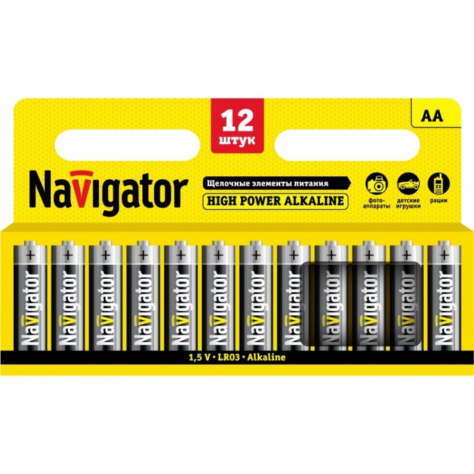 Батарейки NAVIGATOR серии щелочные высокой мощности NBT-NE-LR6-BP12 Батарейки NAVIGATOR серии щелочные высокой мощности NBT-NE-LR6-BP12