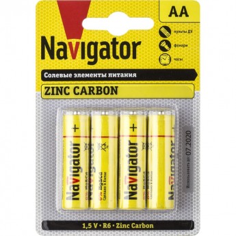 Батарейки NAVIGATOR серии NBT-NS-R6-BP4 солевые