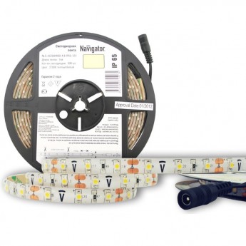 Светодиодная лента NAVIGATOR серии NLS-3528WW60-4.8-IP65-12V R5 Светодиодная лента NAVIGATOR серии NLS-3528WW60-4.8-IP65-12V R5